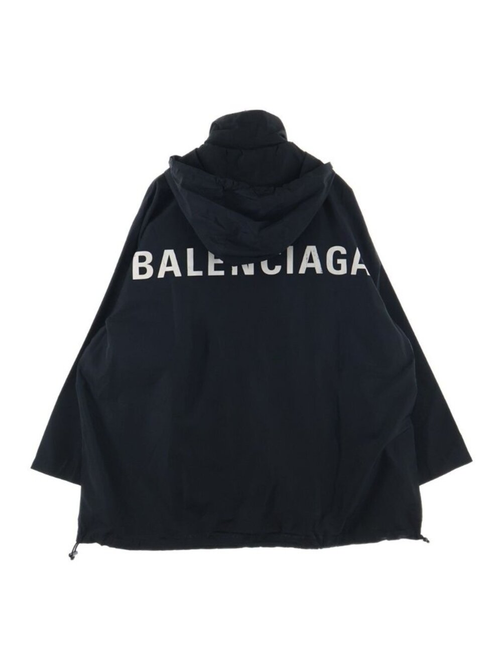 Balenciaga Nylon Jacket Black with Back Logo Print Drawstring